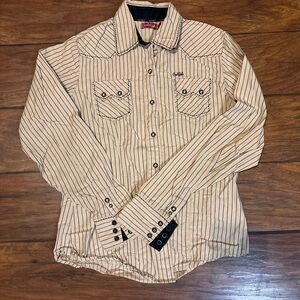 Cruel Girl Striped Beige Rodeo Shirt